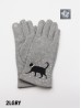 Cat Print Touch Screen Glove W/ Rhinestone & Pearls